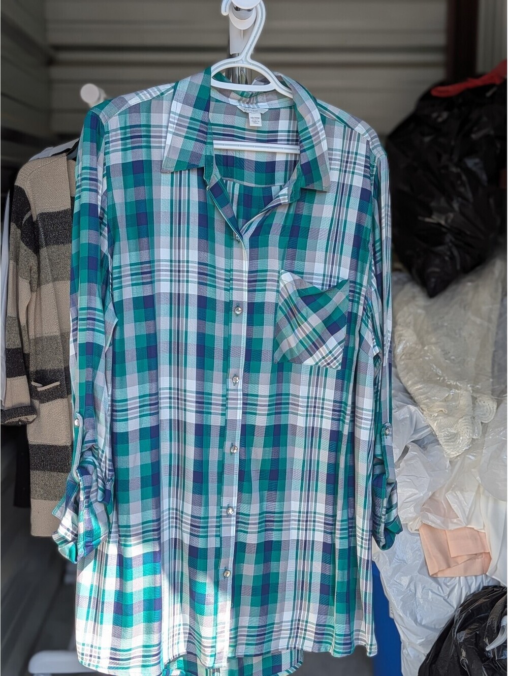 Teal plaid button shirt